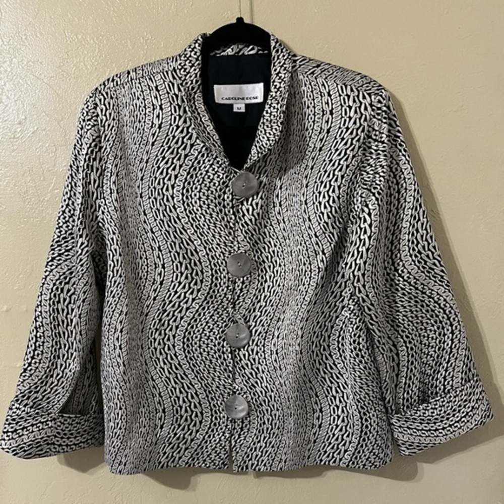 Caroline Rose Silver Chain Printed Dress Jackets size medium
